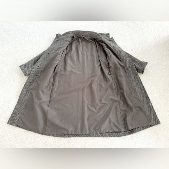 Vintage handmade grey herringbone wool winter coat - size 44/50 - Picture 5 of 15